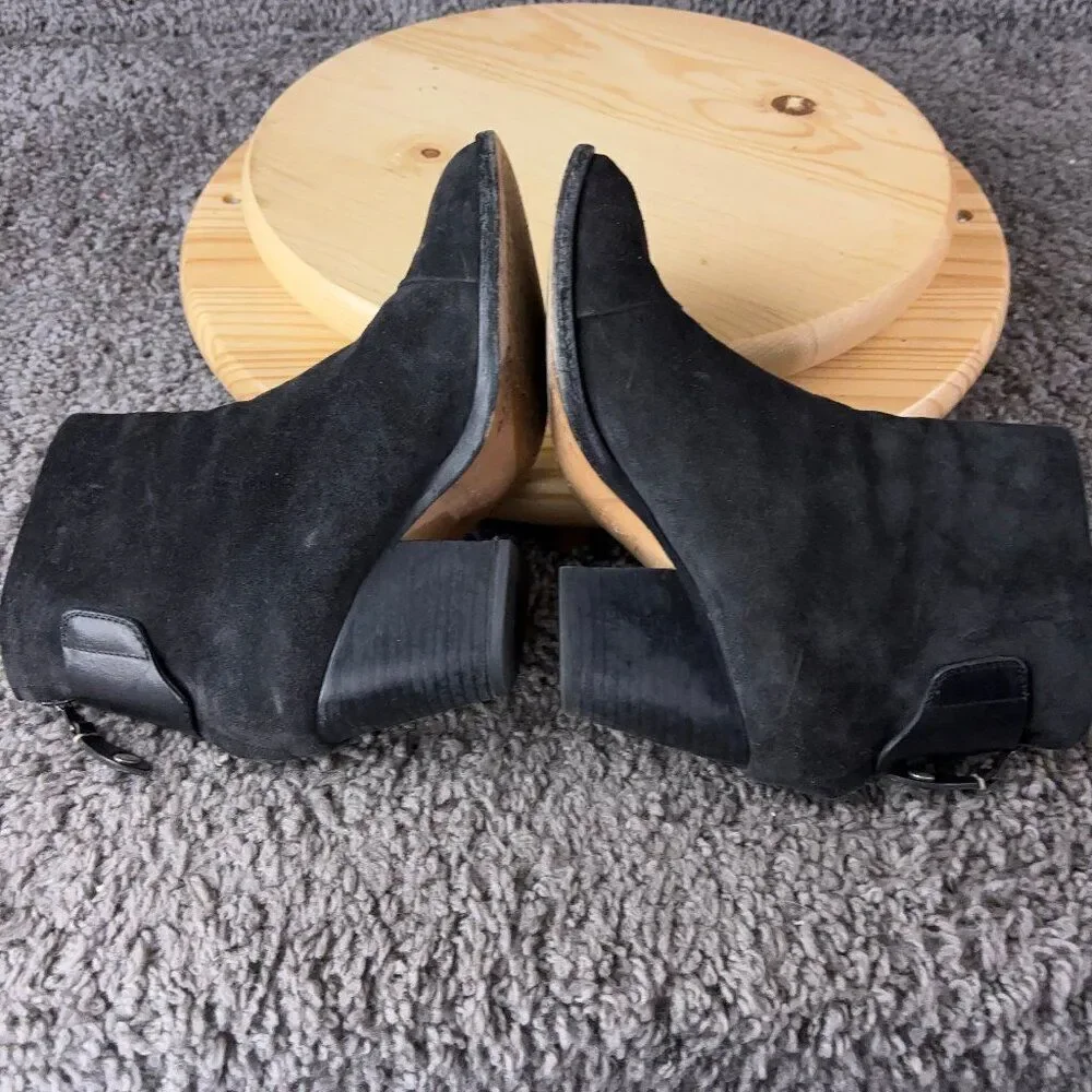 Rag & Bone Ryland Suede Ankle Boots Womens Size 7.5 Black Cap Toe Made in Italy